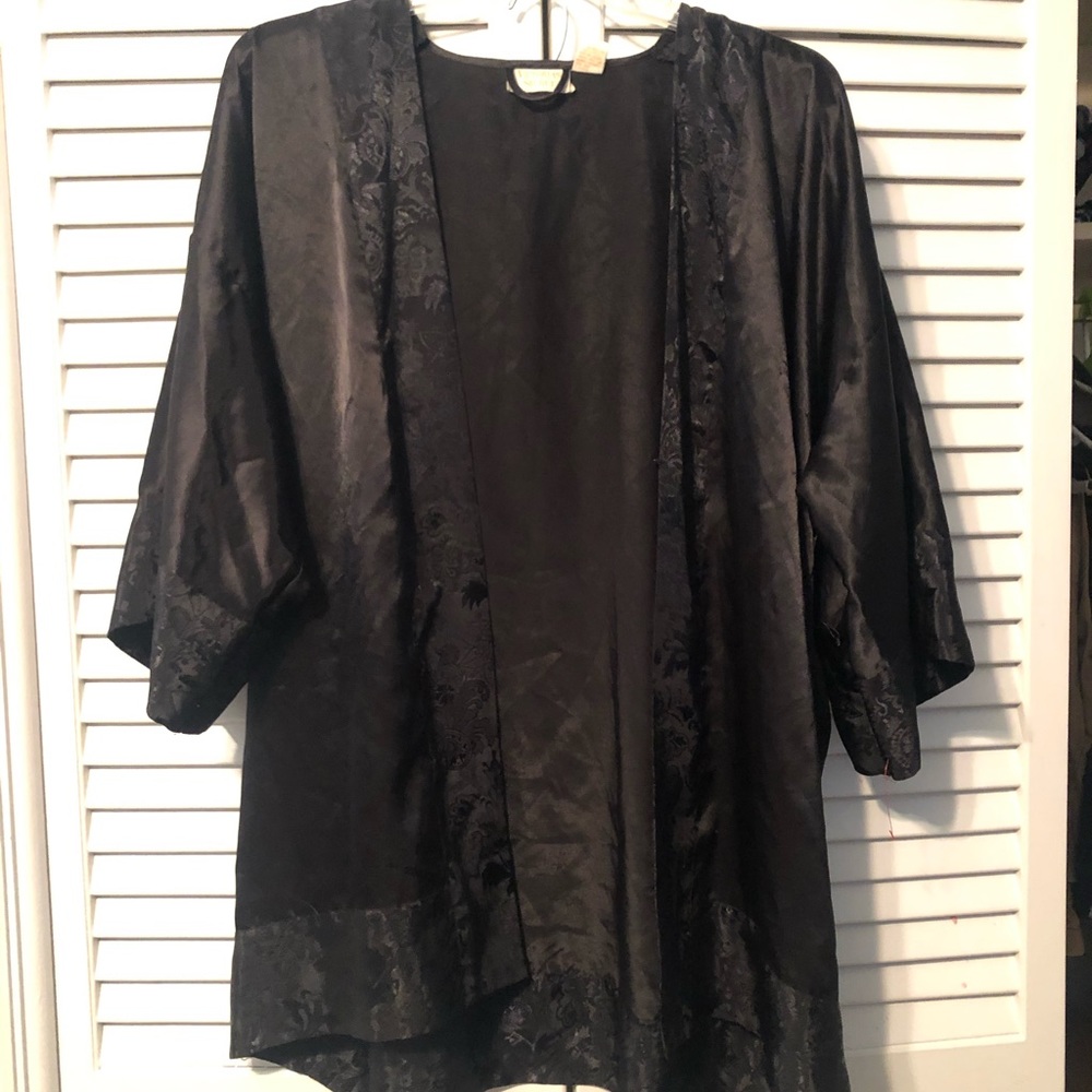 VINTAGE Victoria Secret VS Black Robe GOLD LABEL